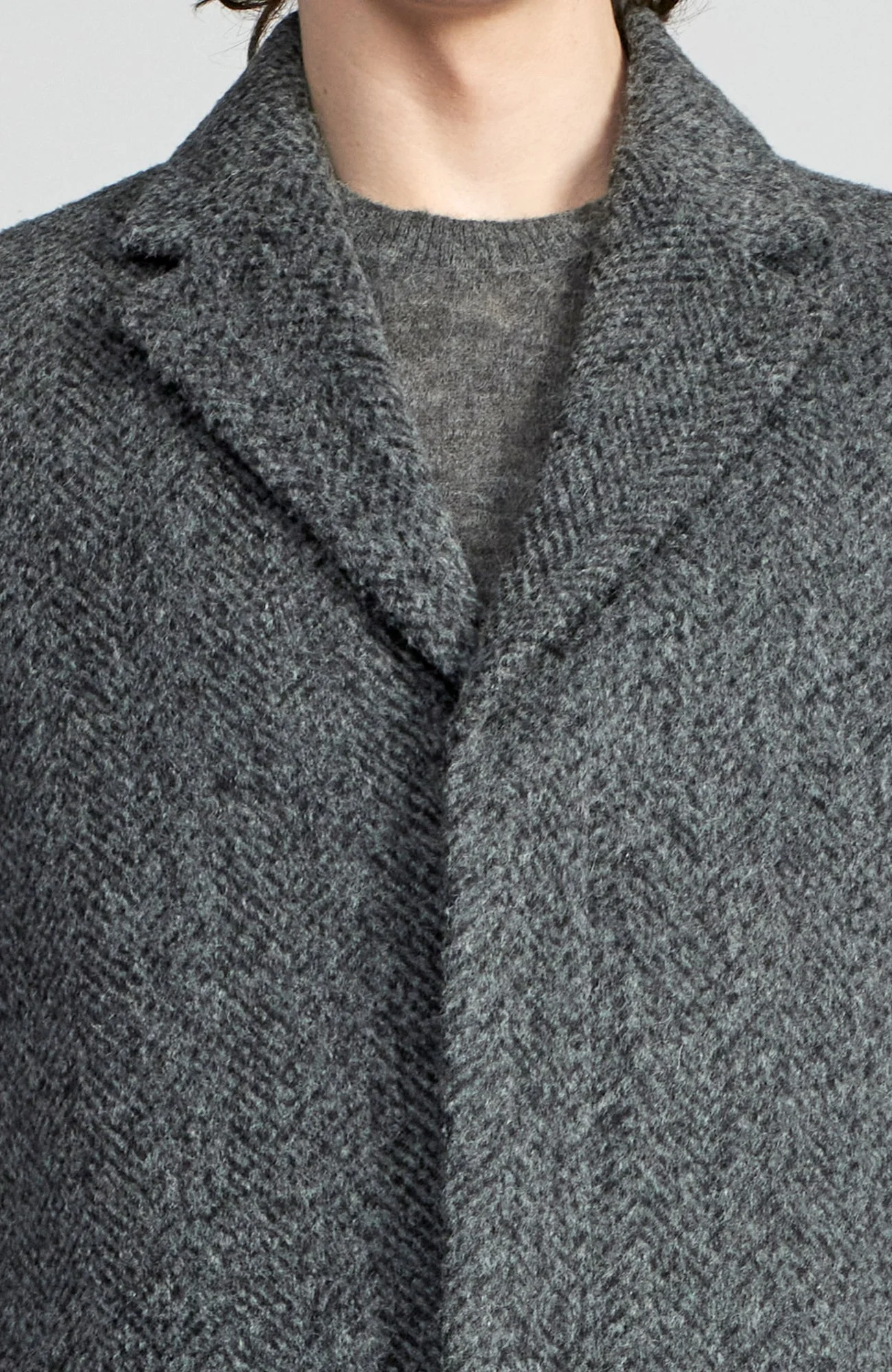 Mercer Alpaca & Cashmere Charcoal Herringbone Topcoat - Image 4
