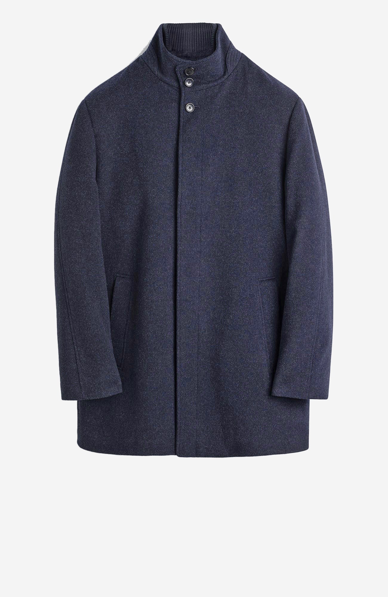 Mont-Royal Navy Melange Wool & Cashmere Car Coat - Image 3