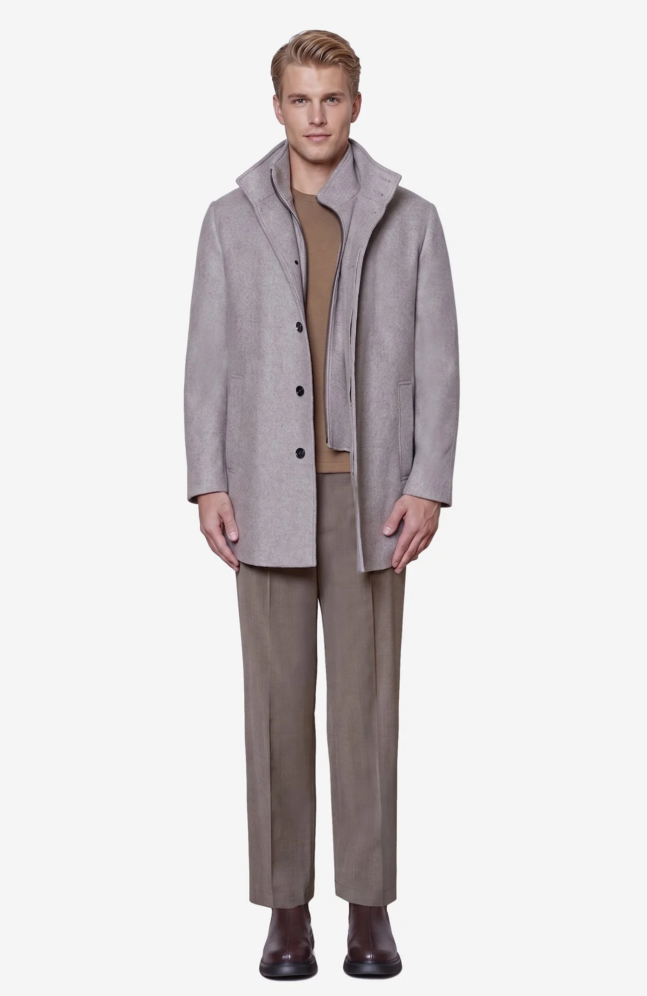 Mont-Royal Taupe Wool & Cashmere Car Coat - Image 3