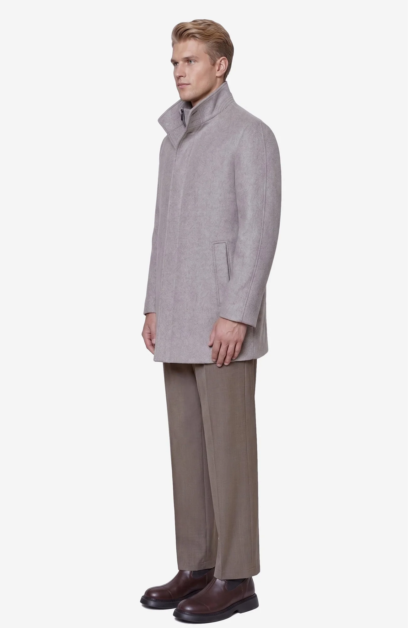 Mont-Royal Taupe Wool & Cashmere Car Coat - Image 4
